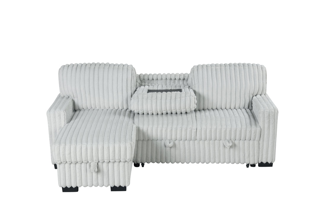 Poland Gray Reversible Sectional With Pull-Out Bed (HH)