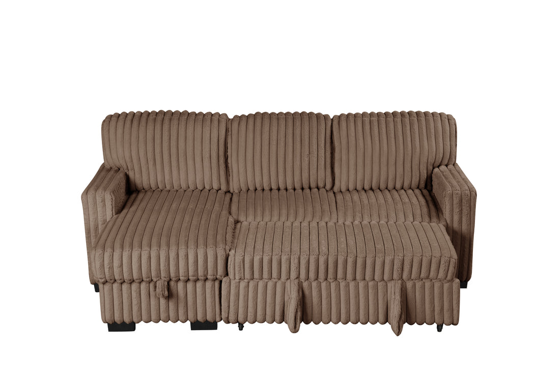Poland Mocha Reversible Sectional With Pull-Out Bed (HH)