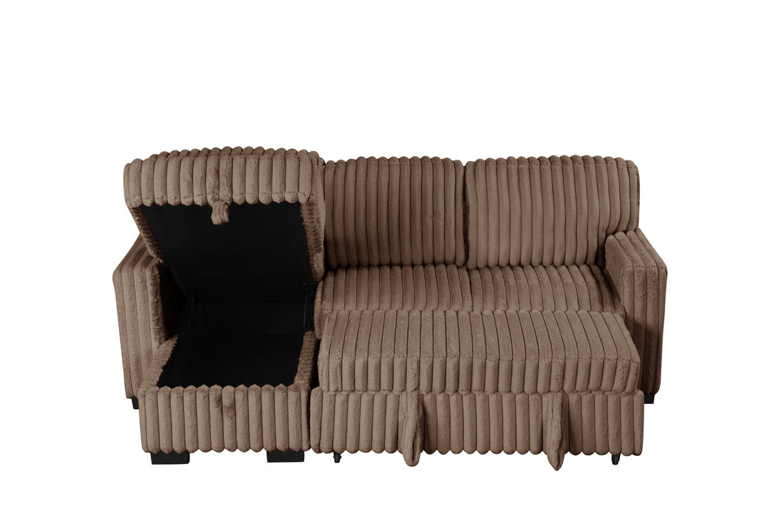 Poland Mocha Reversible Sectional With Pull-Out Bed (HH)