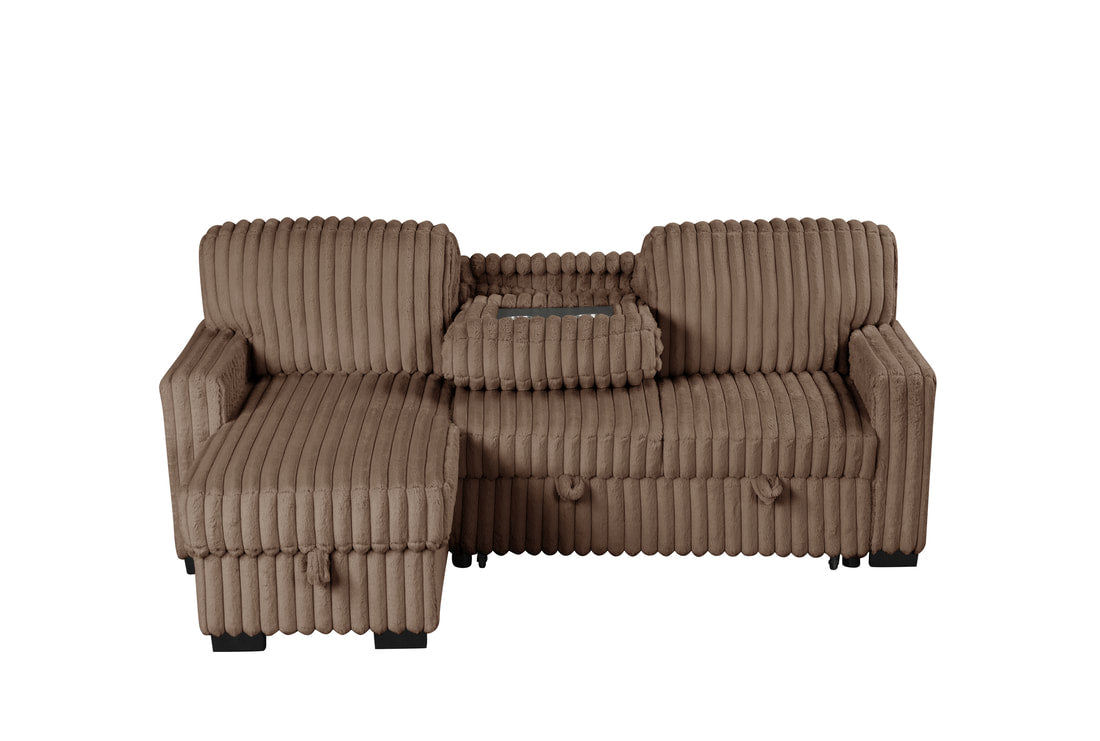 Poland Mocha Reversible Sectional With Pull-Out Bed (HH)