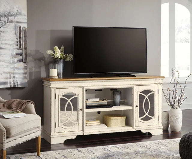 W743-68 - TV Stand 74"L (Chipped White) (HH)