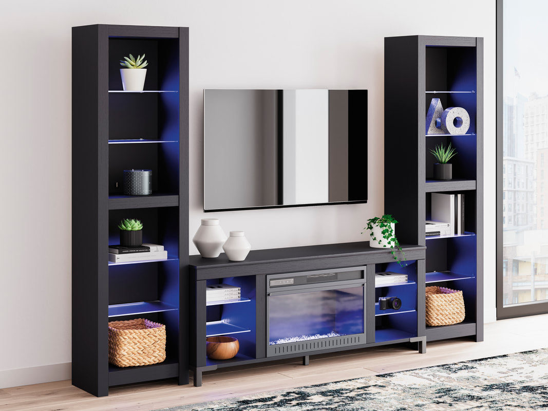 W2721 - TV Stand w/ Fireplace (LED Lights) (Black) (HH)