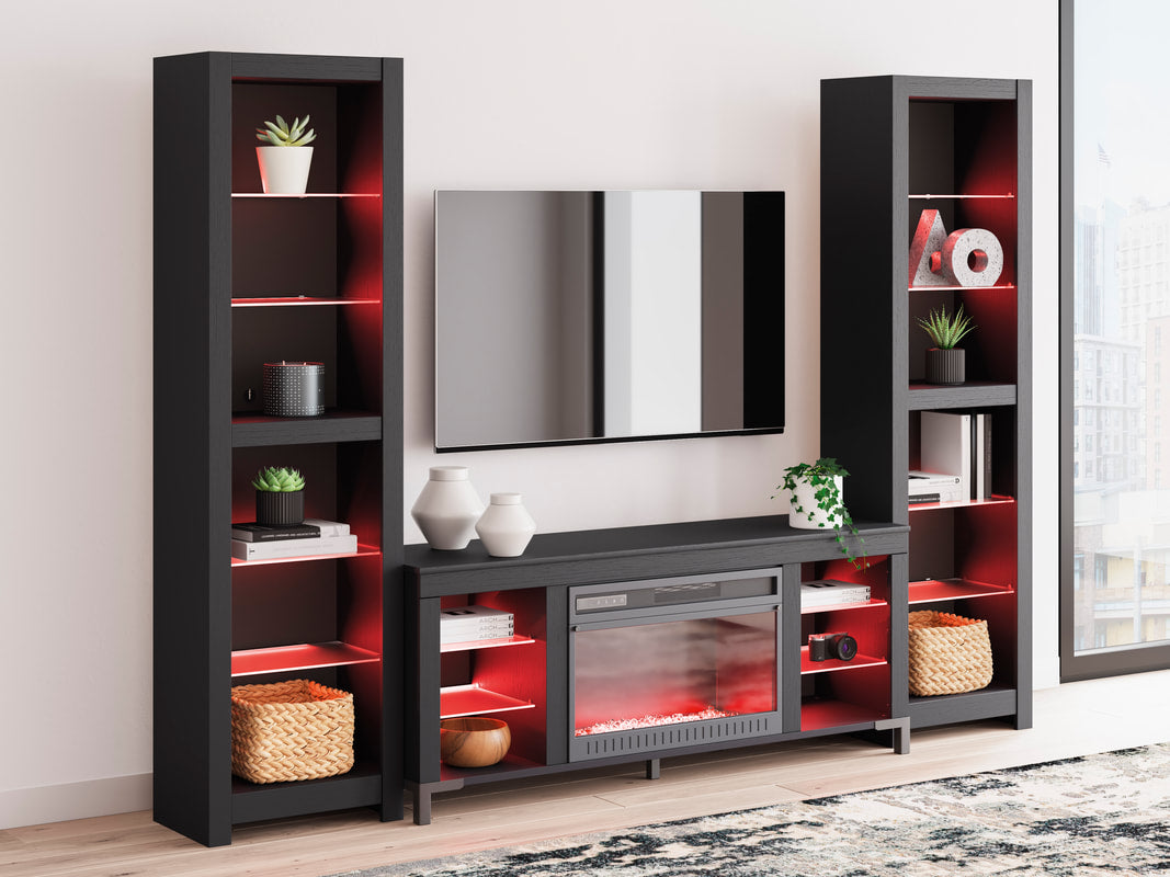 W2721 - TV Stand w/ Fireplace (LED Lights) (Black) (HH)
