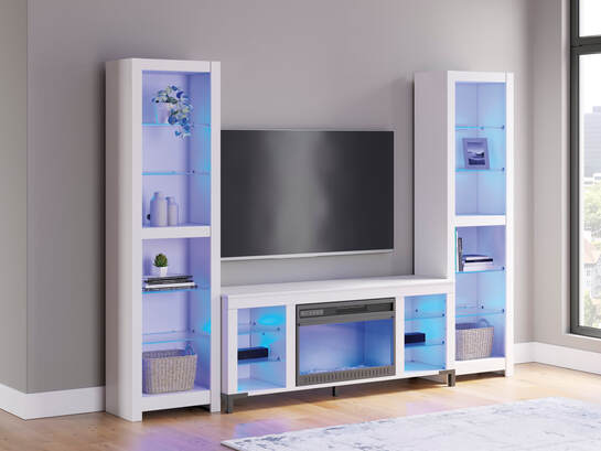 W2722 - TV Stand 59" L w/Fireplace (LED Lights) (White) (HH)