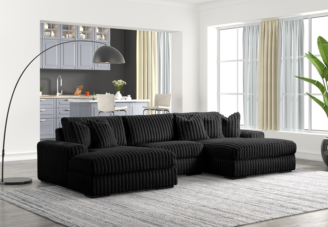 XL SUNDAY2 - BLACK 3PC Sectional (HH)