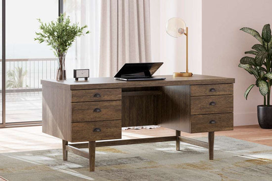 H683-27 - Office Desk (Warm Brown)(HH)