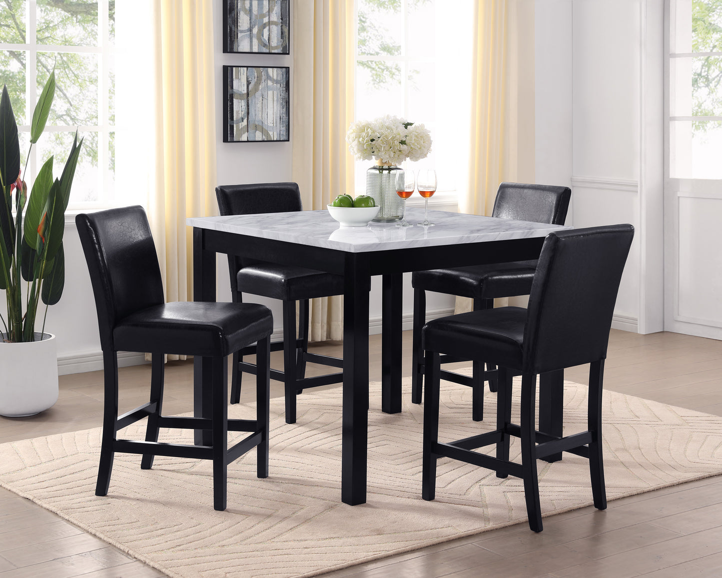 LENNON 5-PK COUNTER HEIGHT TABLE SET BLACK VELVET (CM)