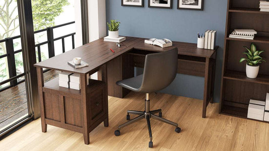 H283-34 - Home Office Desk (Warm Brown) (HH)