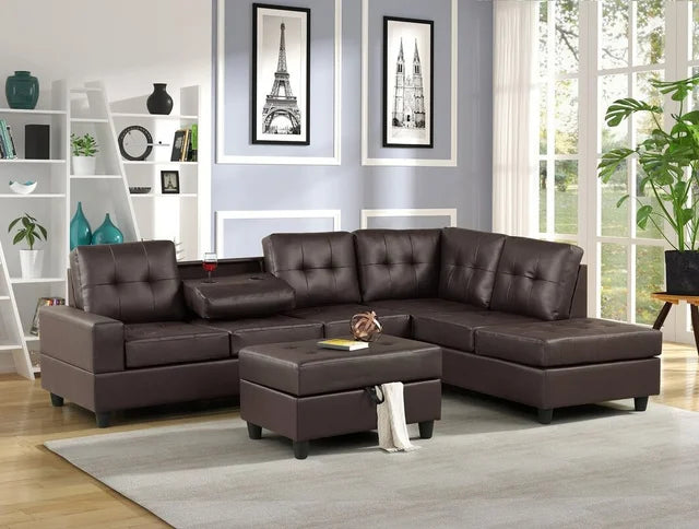 HEIGHTS - Reversible Sectional + Ottoman Set (Espresso) (HH)