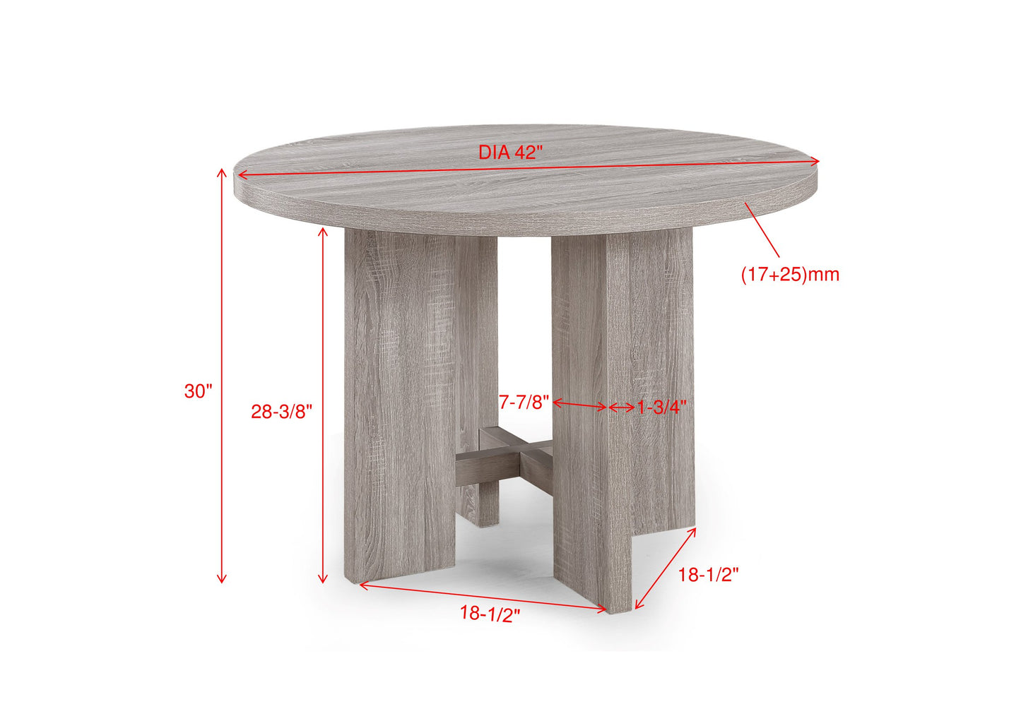 AMARA 5-PK RD DINING SET DRIFTWOOD (CM)