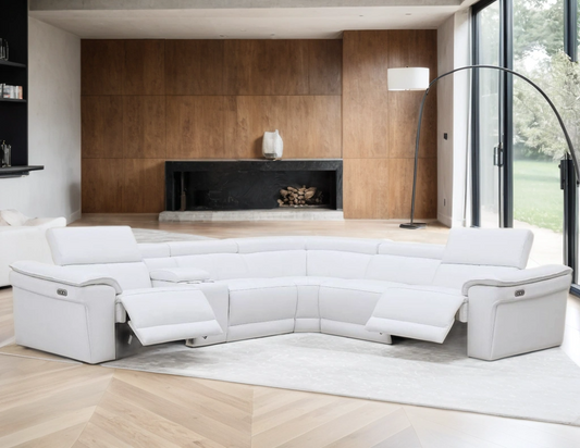 NEWYORK WHITE - LEATHER Power Reclining Sectional (HH)