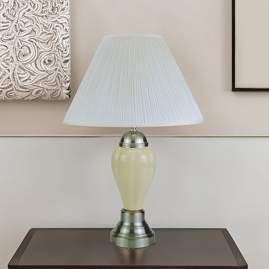 26  PORCELAIN LAMP  SATIN NICKEL IVORY