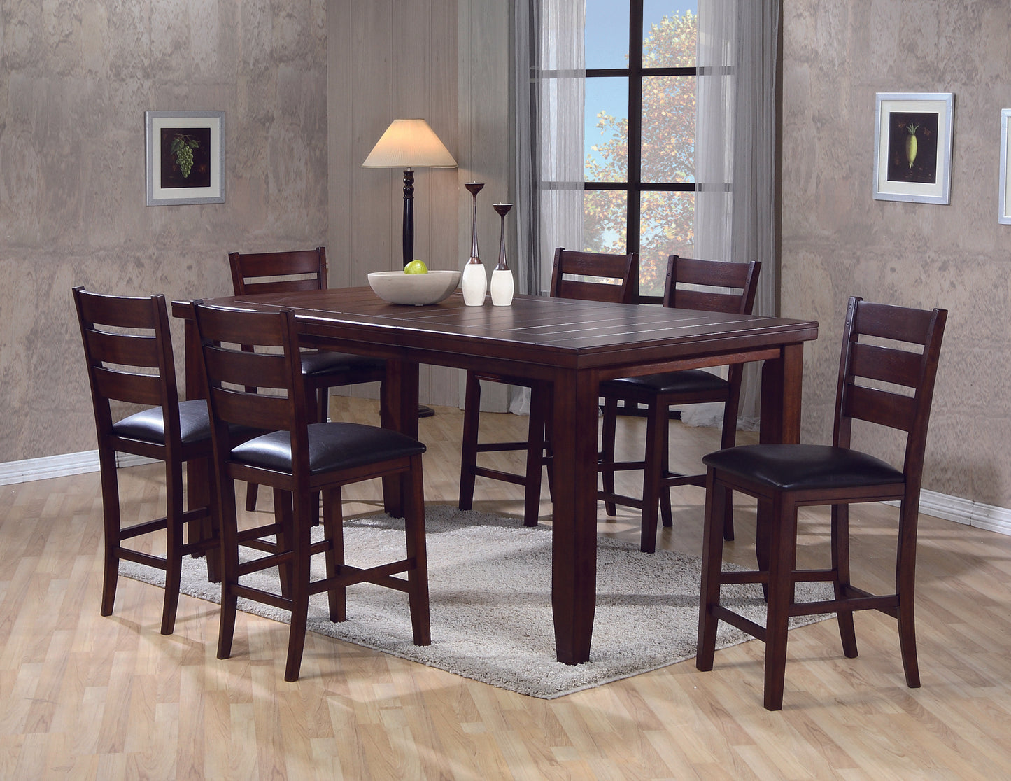 BARDSTOWN COUNTER HEIGHT DINING SET DARK CHERRY (CM)