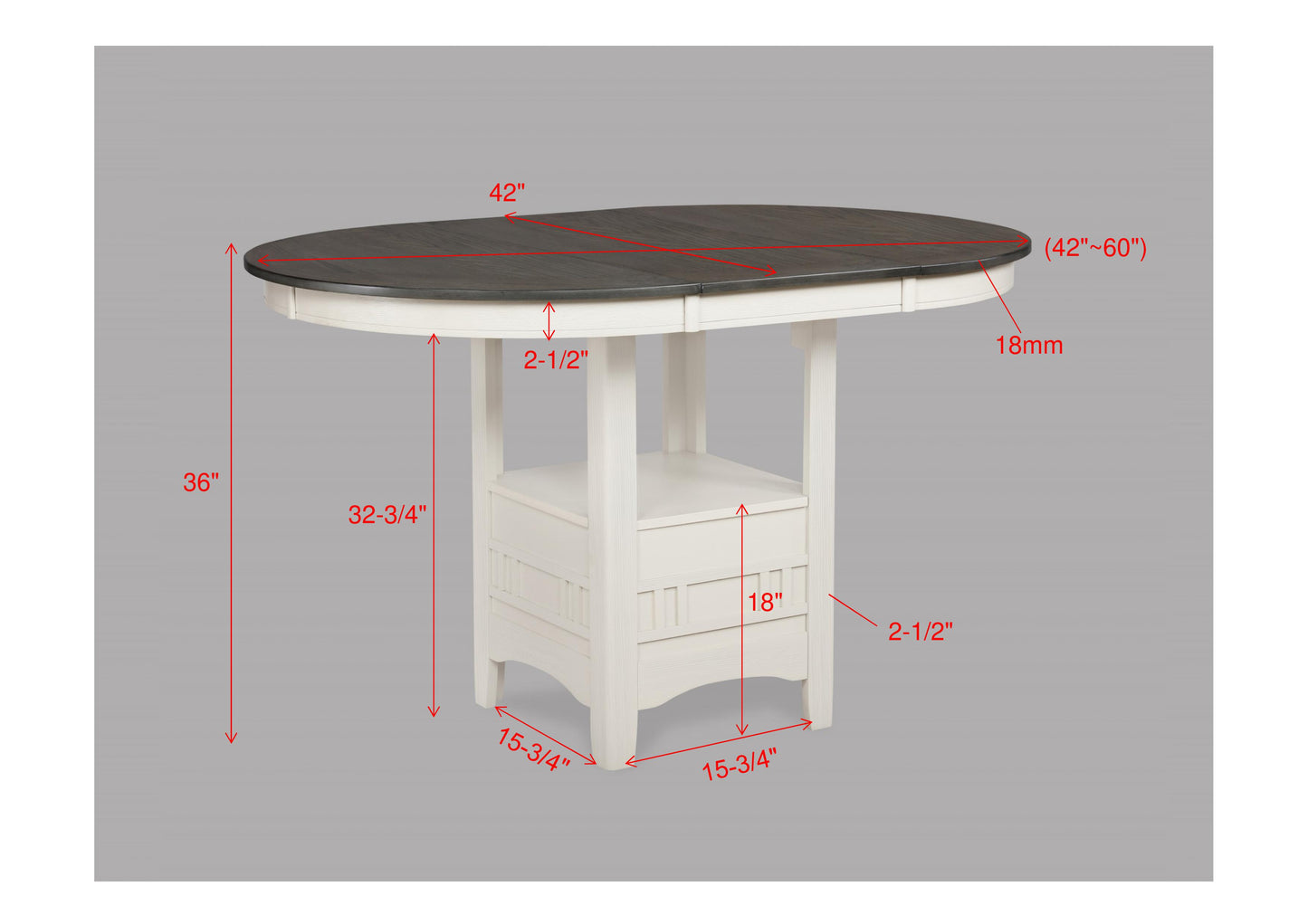 HARTWELL COUNTER HEIGHT CHALK/GREY (CM)