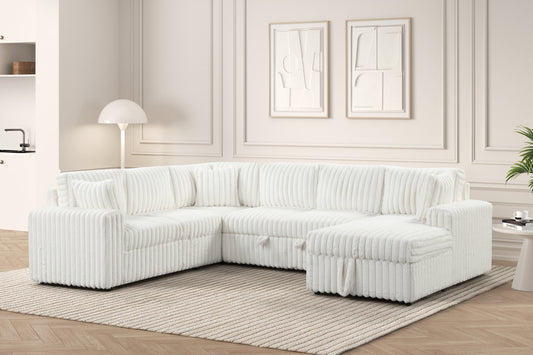 Forever Beige Sectional With Pull-Out Bed (HH)