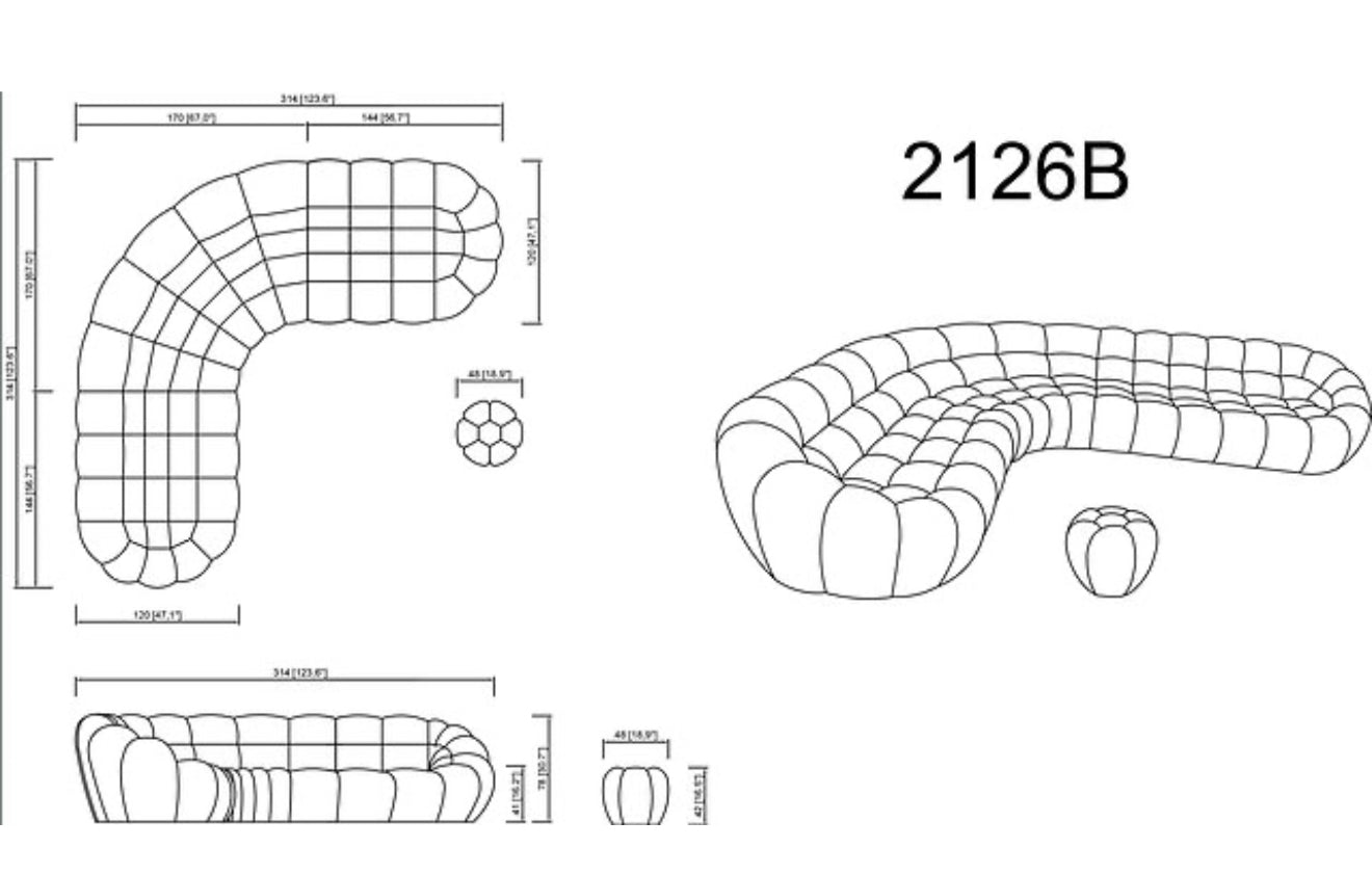Bubbles Sectional (White) (NE)