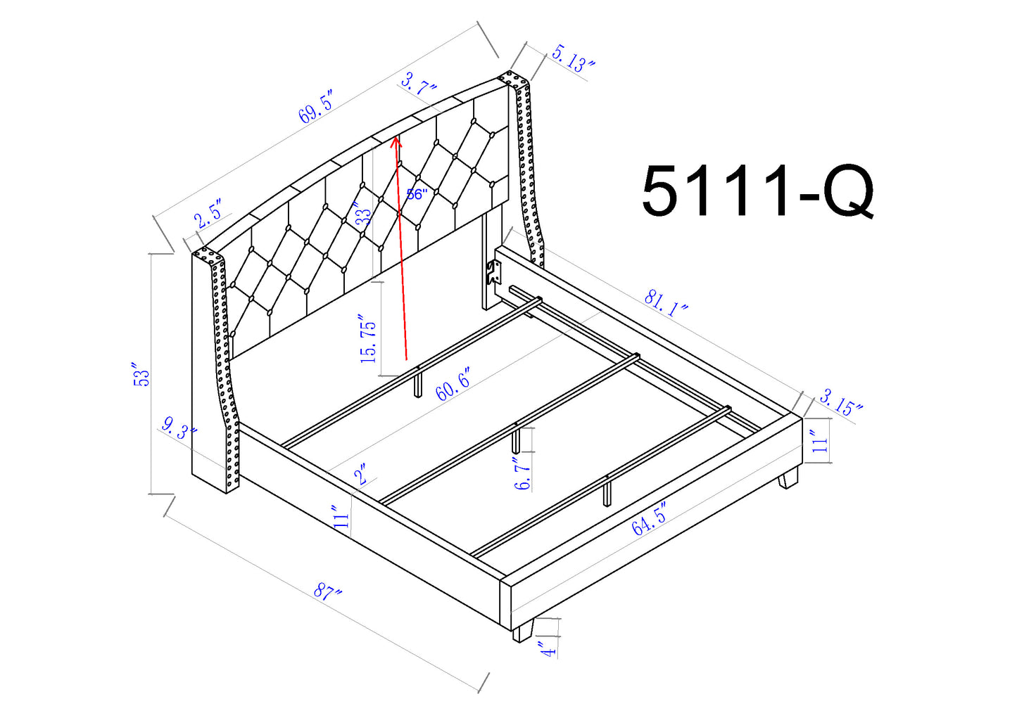 EVA DOVE GRAY BED (CM)