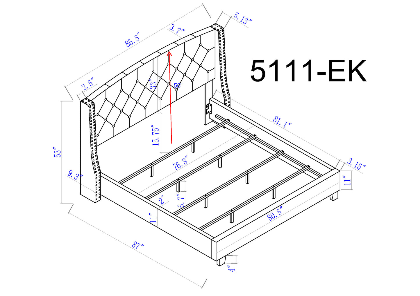 EVA DOVE GRAY BED (CM)