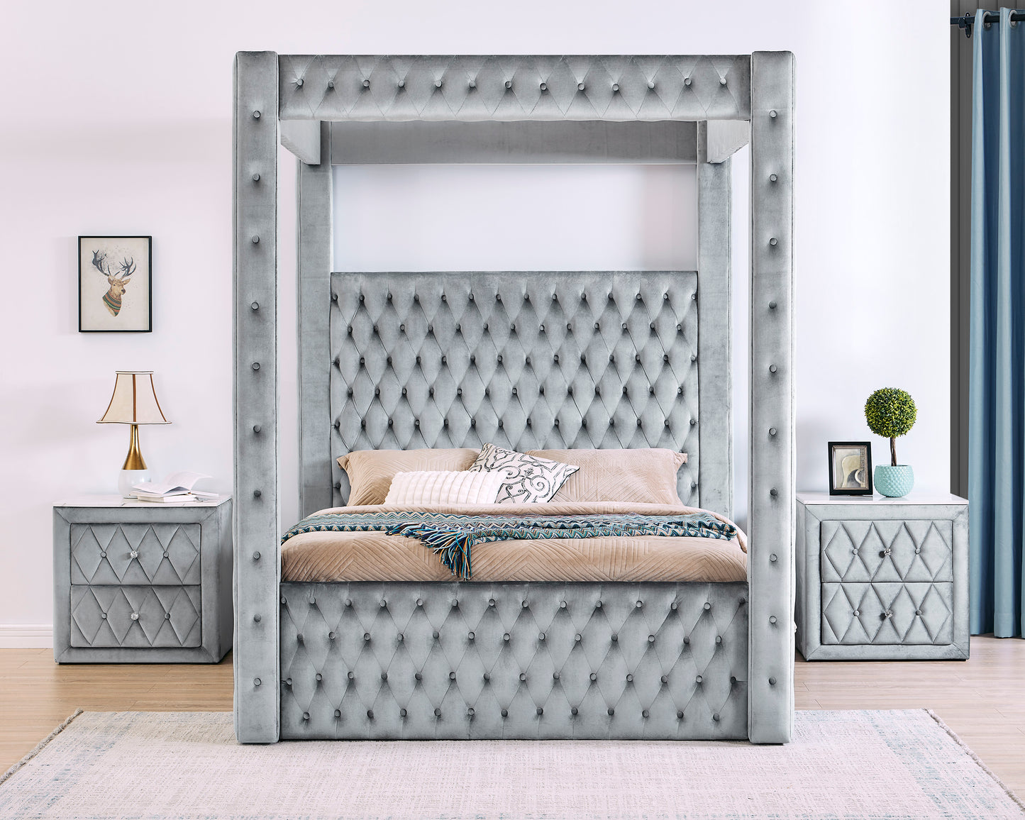 ANNABELLE CANOPY BED GREY (CM)