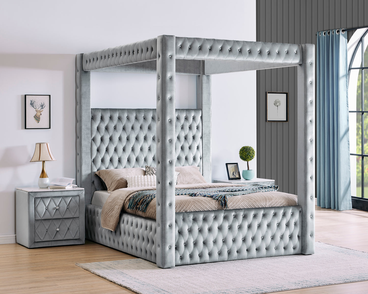 ANNABELLE CANOPY BED GREY (CM)