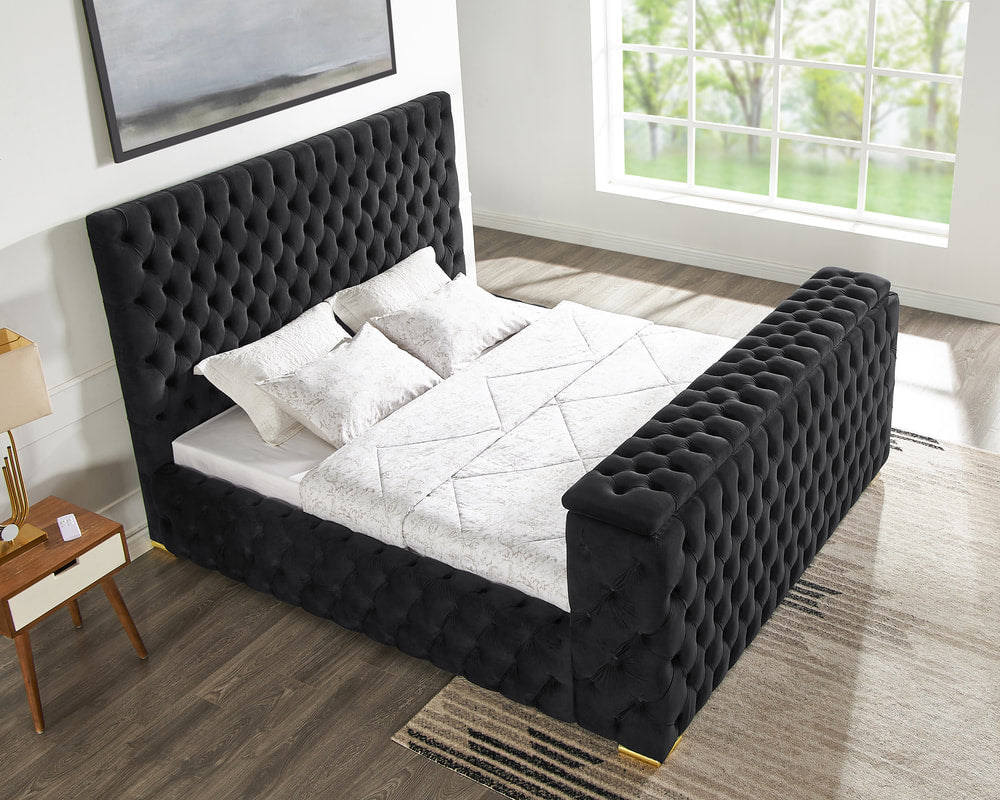 Future Black Platform Bed - Queen, King (HH)