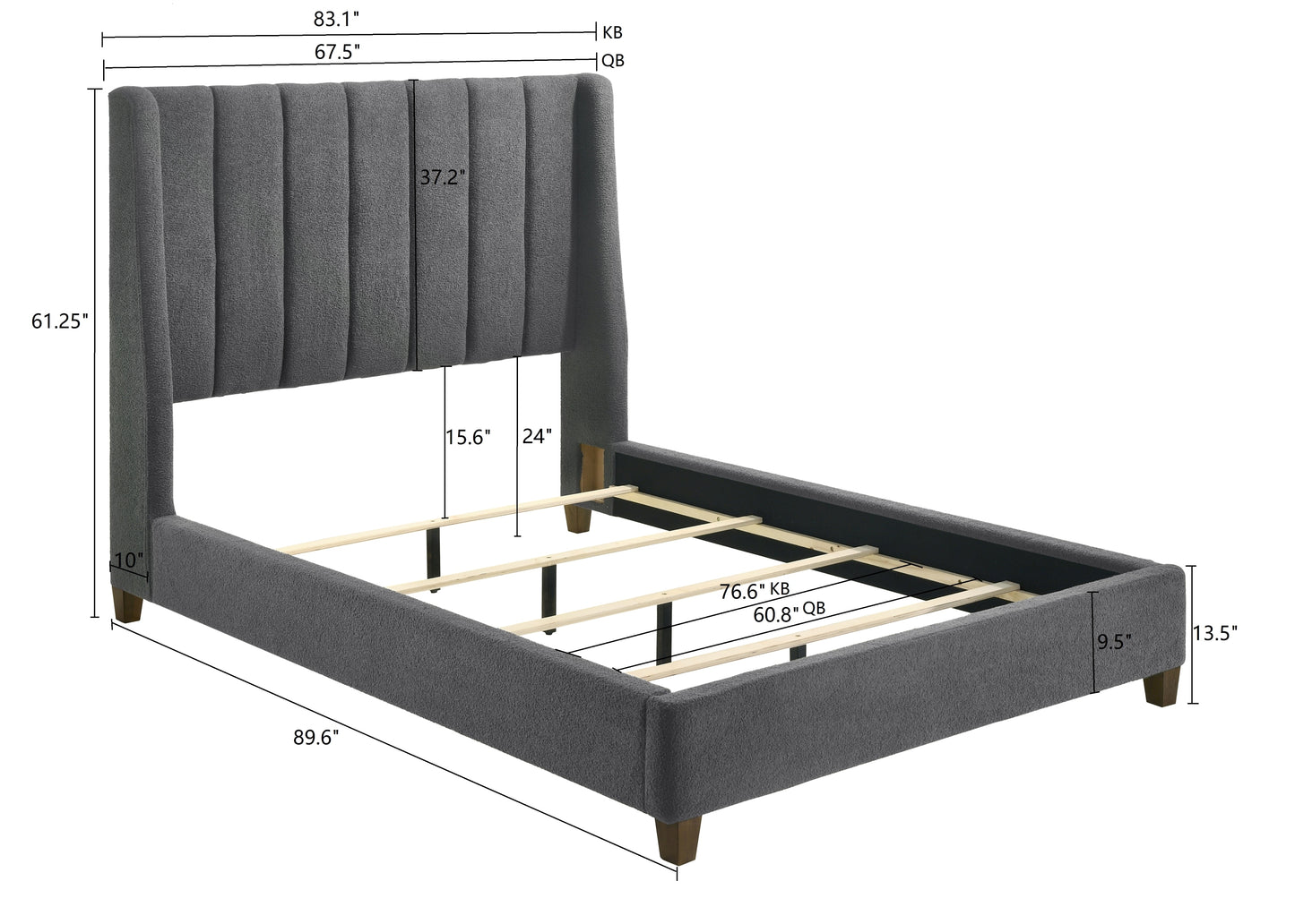 AGNES CHARCOAL BOUCLE BED (CM)