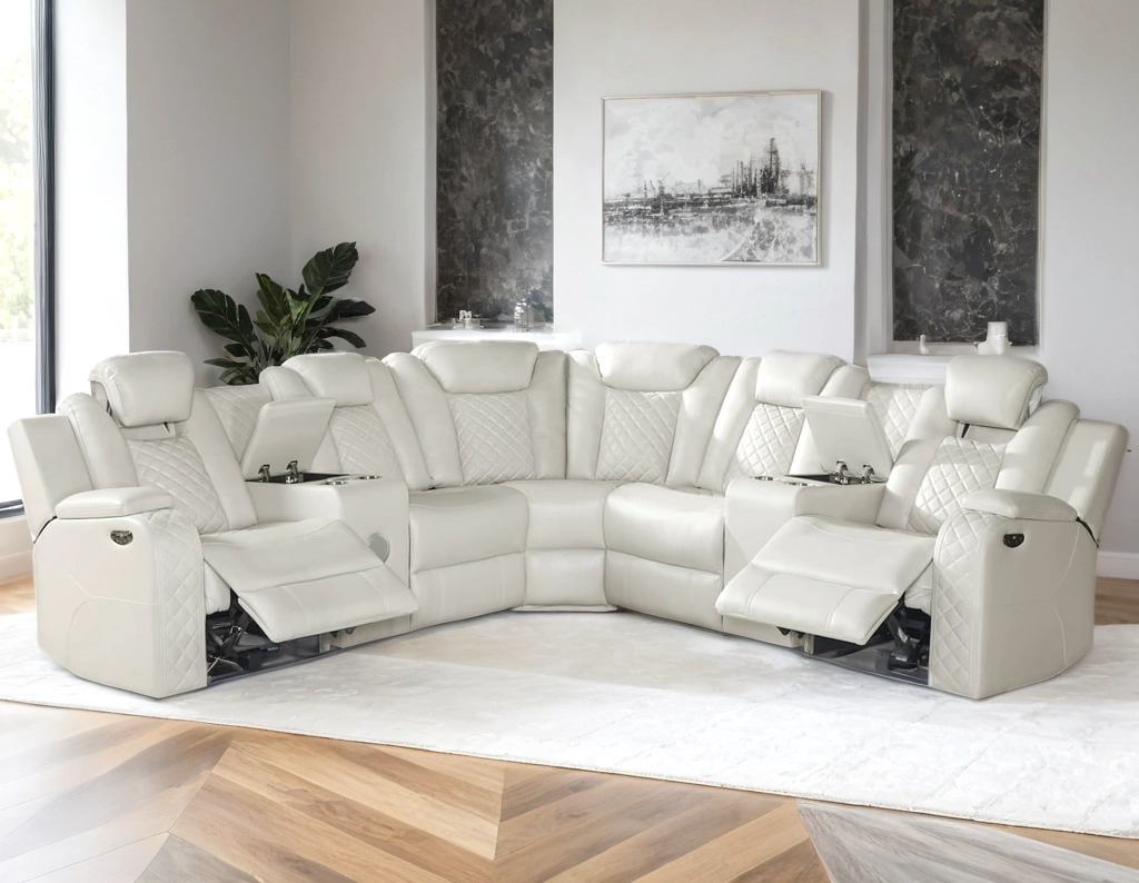 Spaceship Sand Power Reclining Sectional (Power Headrests) (HH)