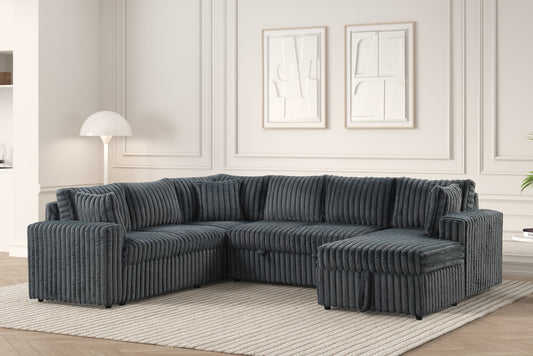 Forever Charcoal Sectional With Pull-Out Bed (HH)