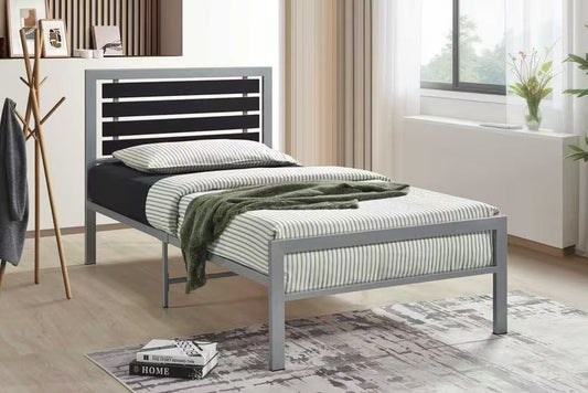 Silver Metal Platform Bed (HH)