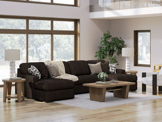 Ashley Chocolate 3PC Double Chaise Sectional (HH)