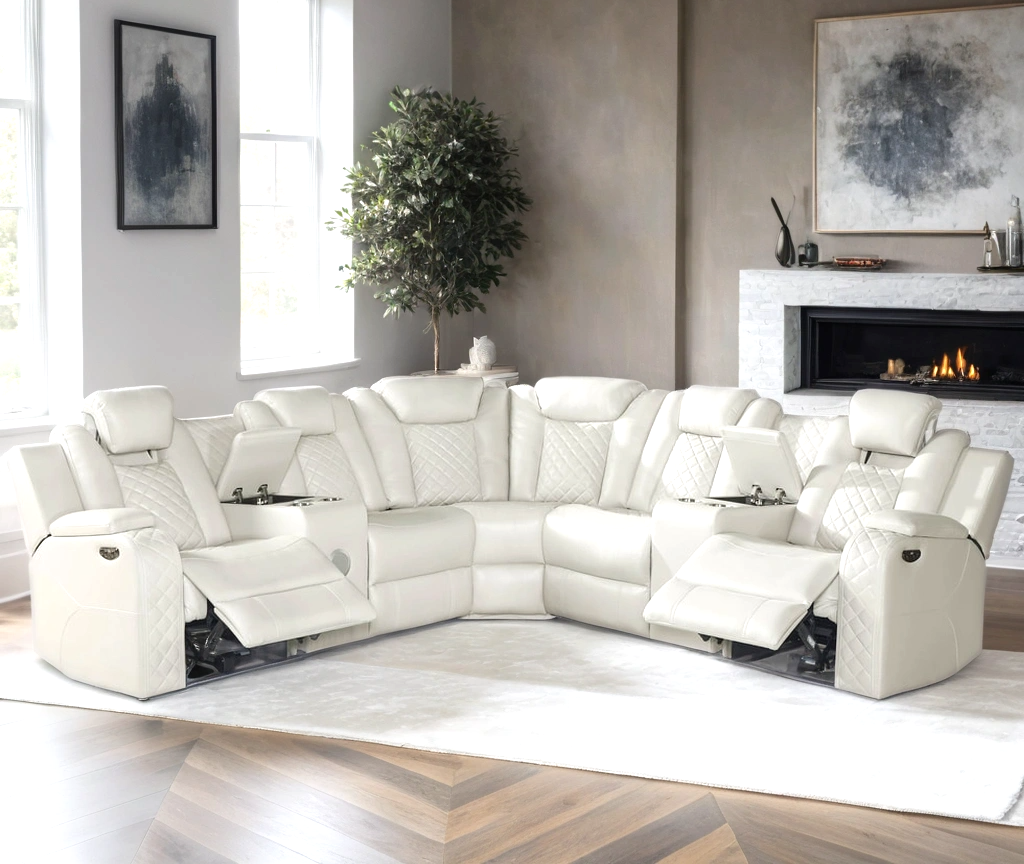 Spaceship Sand Power Reclining Sectional (Power Headrests) (HH)