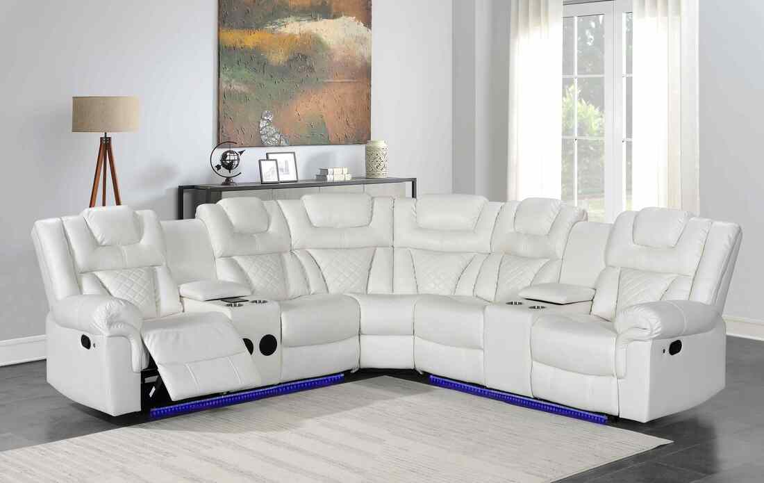 Alexa2023 White Reclining Sectional (HH)