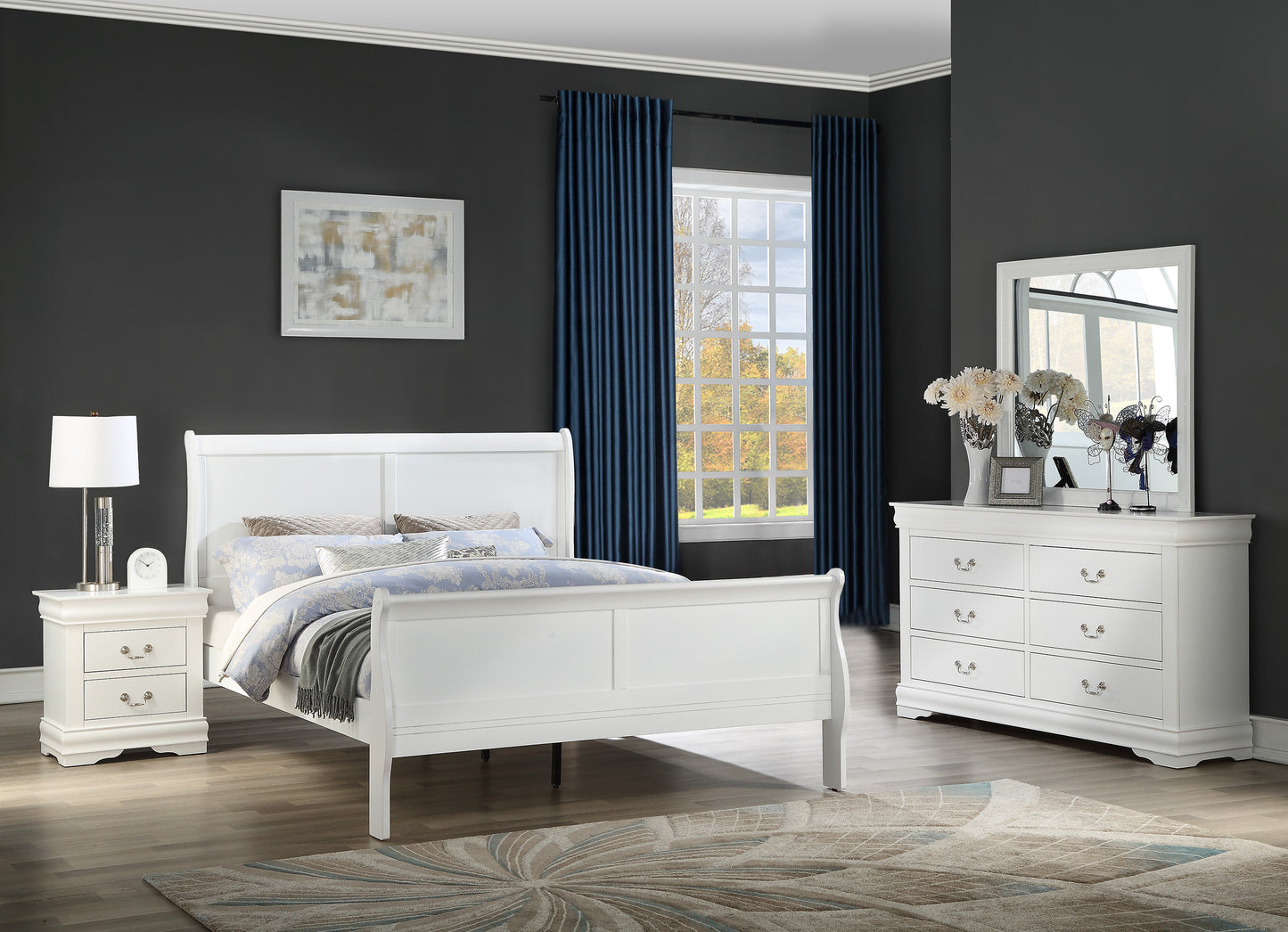 LOUIS PHILIP WHITE BEDROOM GROUP (CM)