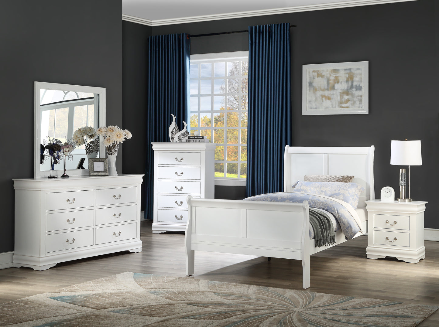 LOUIS PHILIP WHITE BEDROOM GROUP (CM)