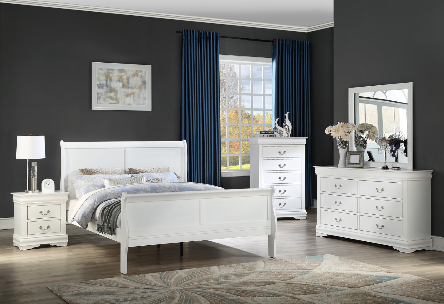 LOUIS PHILIP WHITE BEDROOM GROUP (CM)