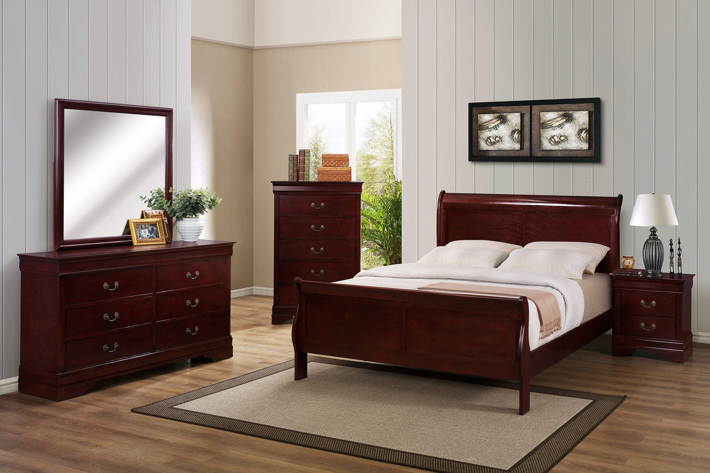 LOUIS PHILIP CHERRY BEDROOM GROUP (CM)