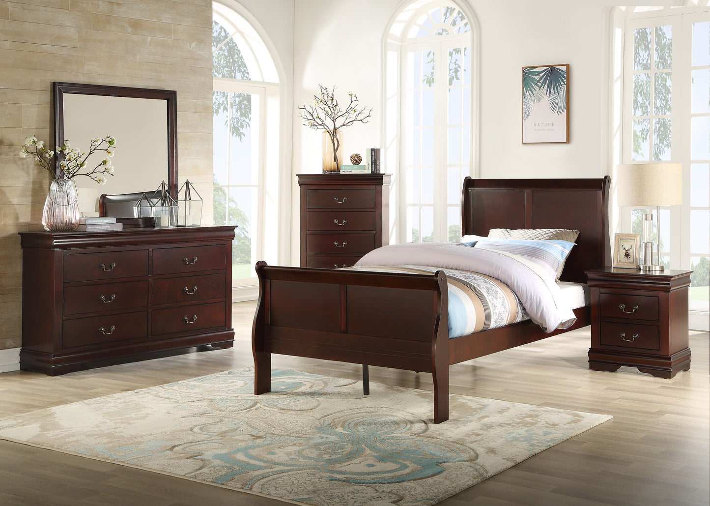 LOUIS PHILIP CHERRY BEDROOM GROUP (CM)