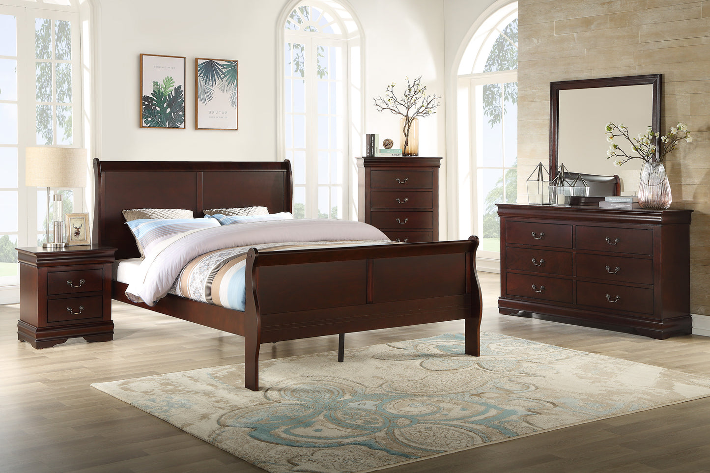 LOUIS PHILIP CHERRY BEDROOM GROUP (CM)