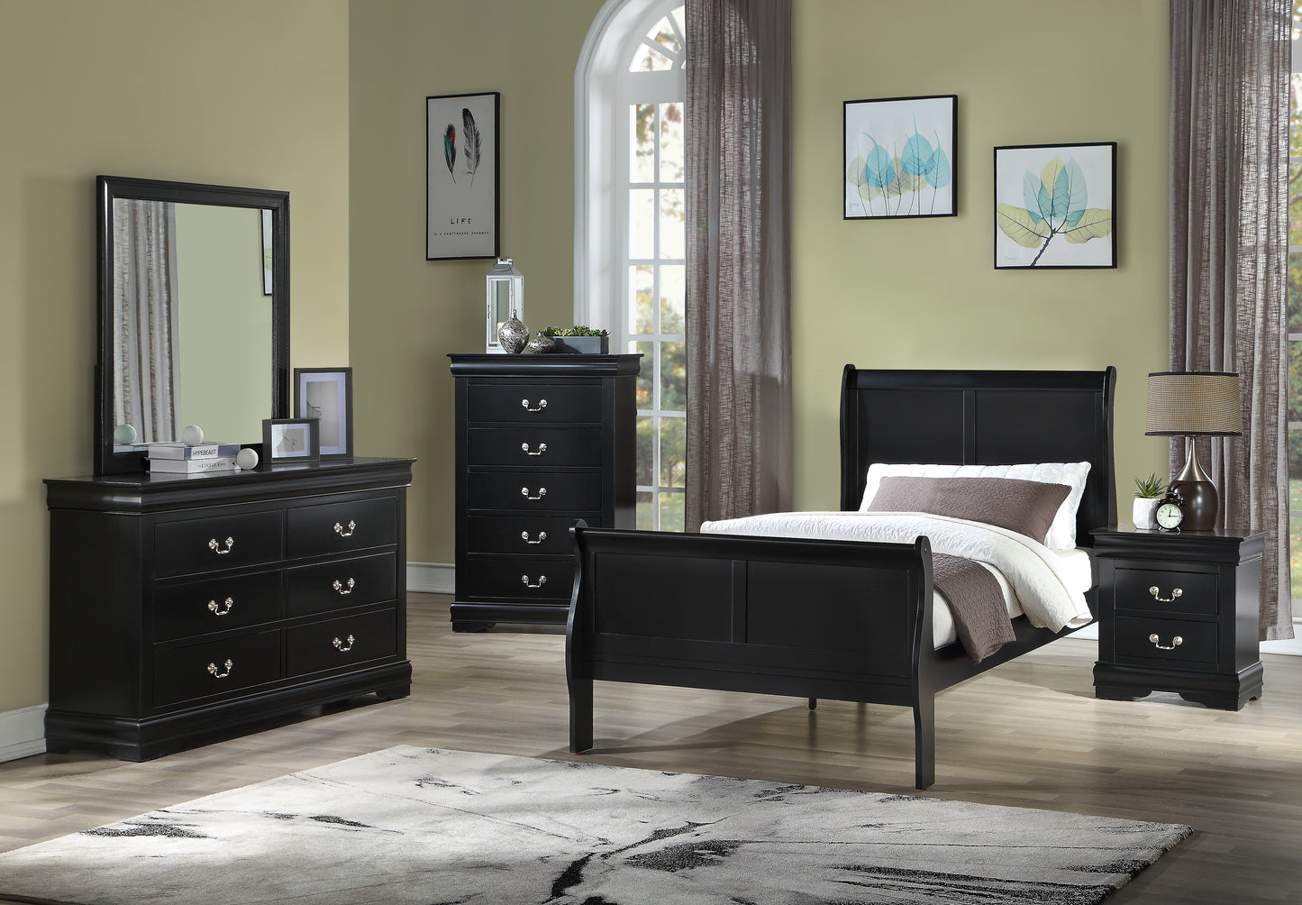 LOUIS PHILIP BEDROOM GROUP (BLACK) (CM)