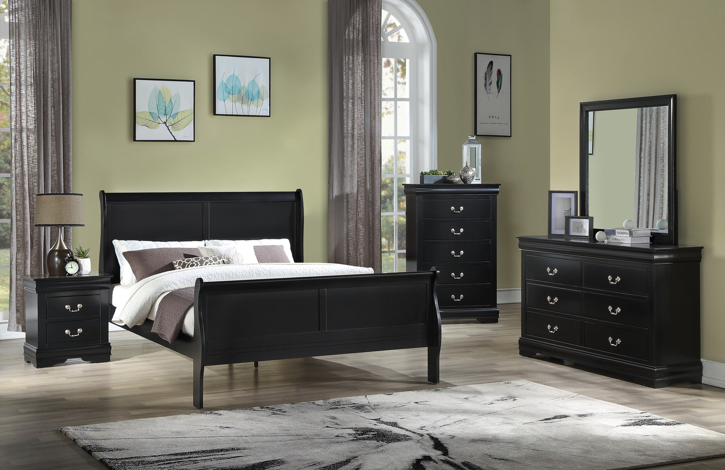 LOUIS PHILIP BEDROOM GROUP (BLACK) (CM)