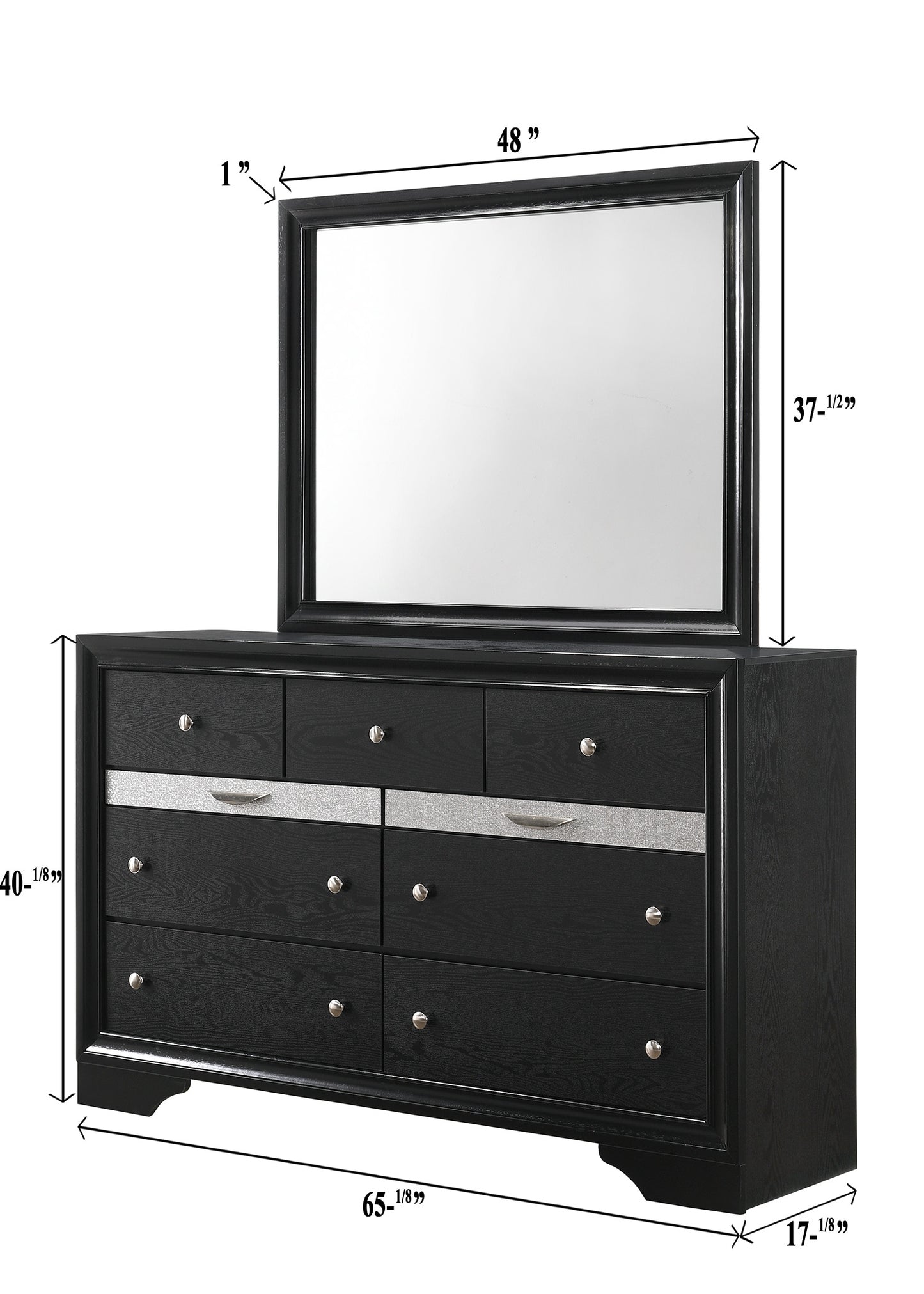 REGATA BEDROOM GROUP (BLACK/SILVER) (CM)