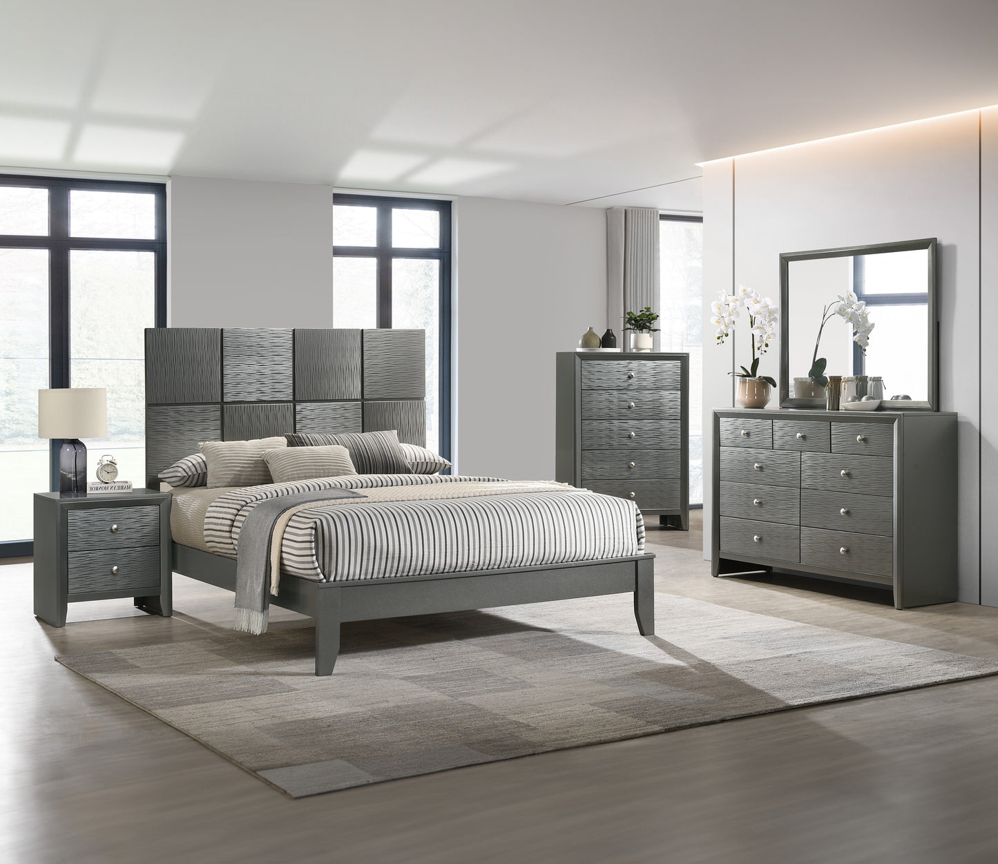 DENKER GUNMETAL BEDROOM GROUP (CM)