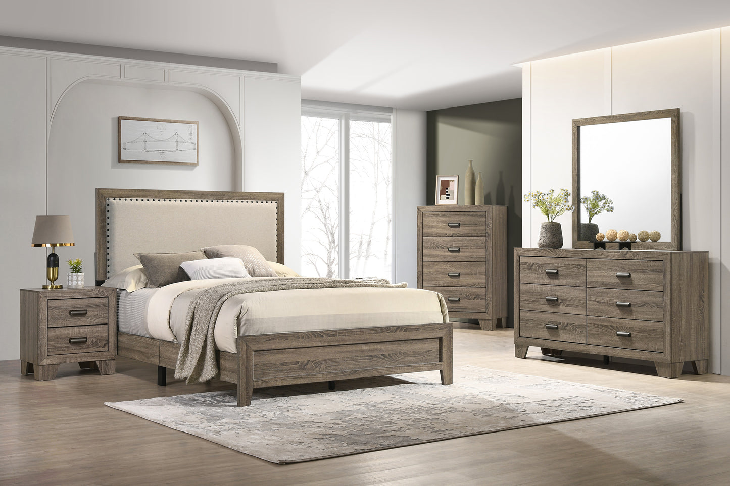 MILLIE UPHOLSTERED BED GROUP GREY (CM)