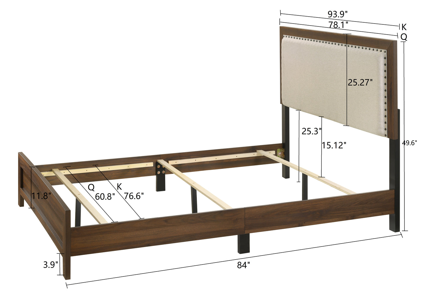 MILLIE UPHOLSTERED BED GROUP BROWN CHERRY (CM)