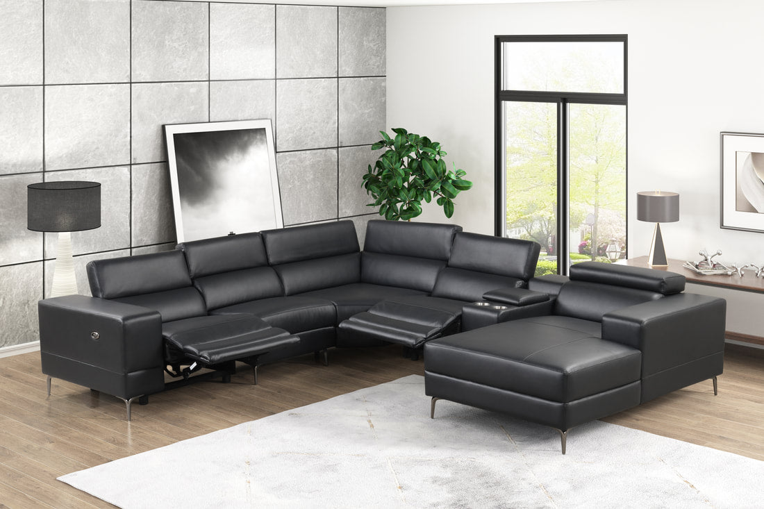 MILANO BLACK - 6PC Power Reclining Sectional (HH)