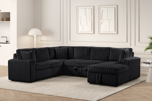 Forever Black Sectional With Pull-Out Bed (HH)