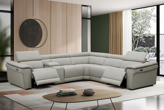 NEWYORK GRAY - LEATHER Power Reclining Sectional (HH)
