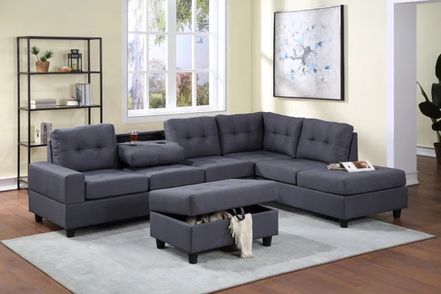 Heights-Reversible Sectional + Ottoman Set (GREY LINEN) (HH)