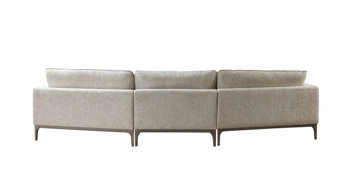 Dylan Ivory Linen 3-Piece Curved 126" over sized sofa with FREE Ottoman