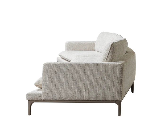 Dylan Ivory Linen 3-Piece Curved 126" over sized sofa with FREE Ottoman